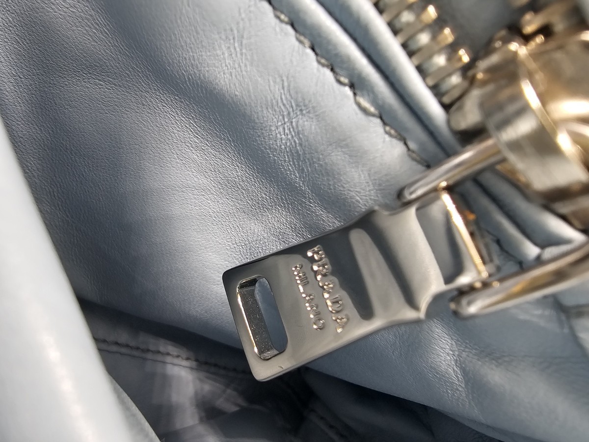 Auth PRADA Leather Nappa Bomber Flap Chain Shoulder Bag Astrale
