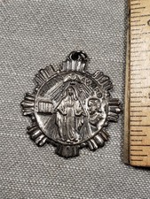 Vintage Medal Pendant Virgin Mary Award Religious Christian B86