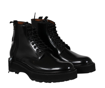 Givenchy Combat Boots Size US11 EU44 Black Leather Side Zip Lace