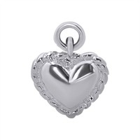Bauchiges Herz Charm-AnhäNger 925 Silber Gedrehter Kordelrahmen - Silverly