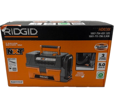 #ad RIDGID 3 Gal. 5.0 Peak HP NXT Wet Dry Shop Vacuum HD0300B $74.99