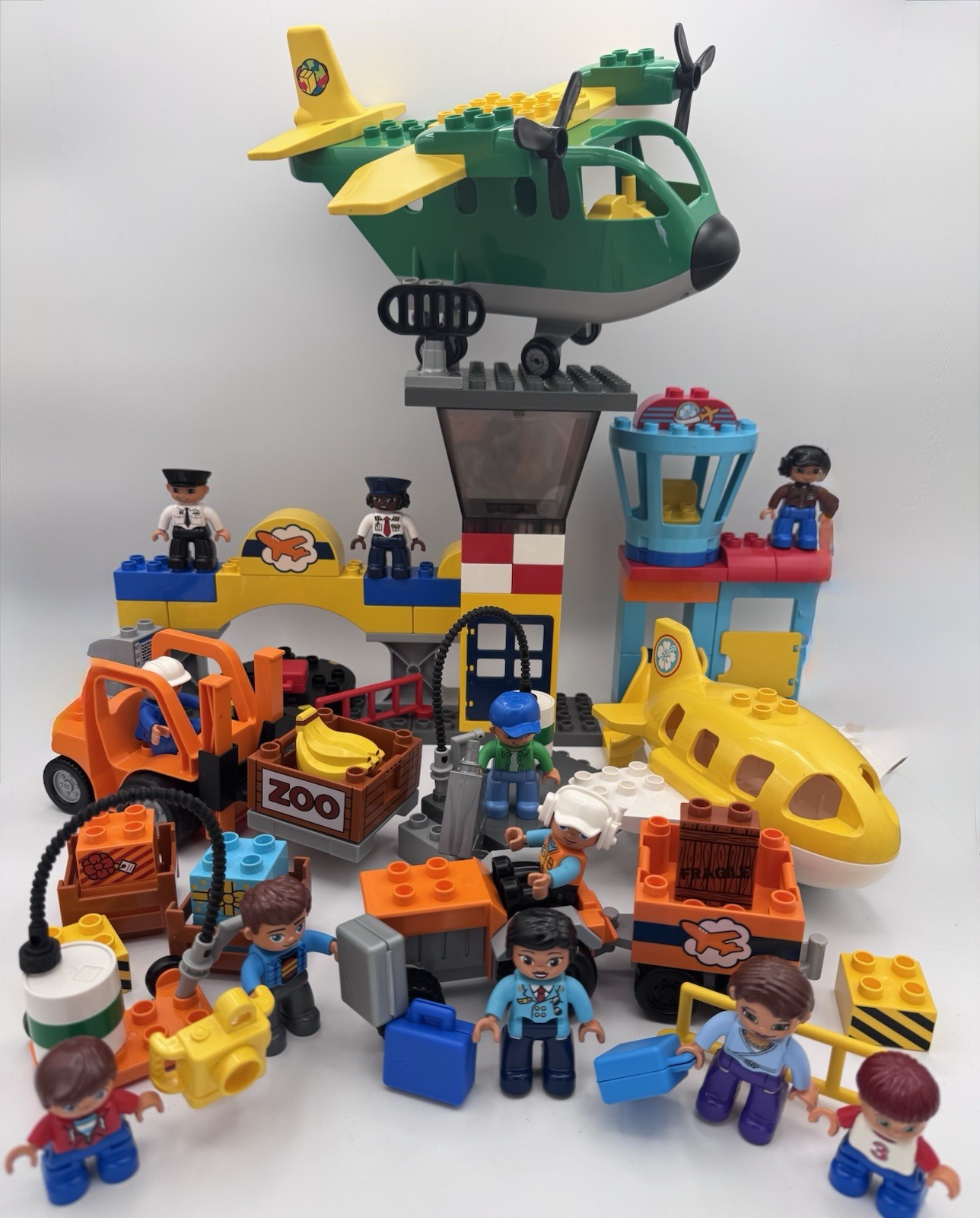 LEGO VILLE Duplo 5594 5595 10871 Airport Cargo Air Plane Set Lot Vintage READ