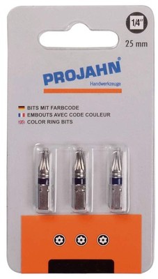 1/4'' markierter Bit TX mit Bohrung T25 3er Pack L25 mm