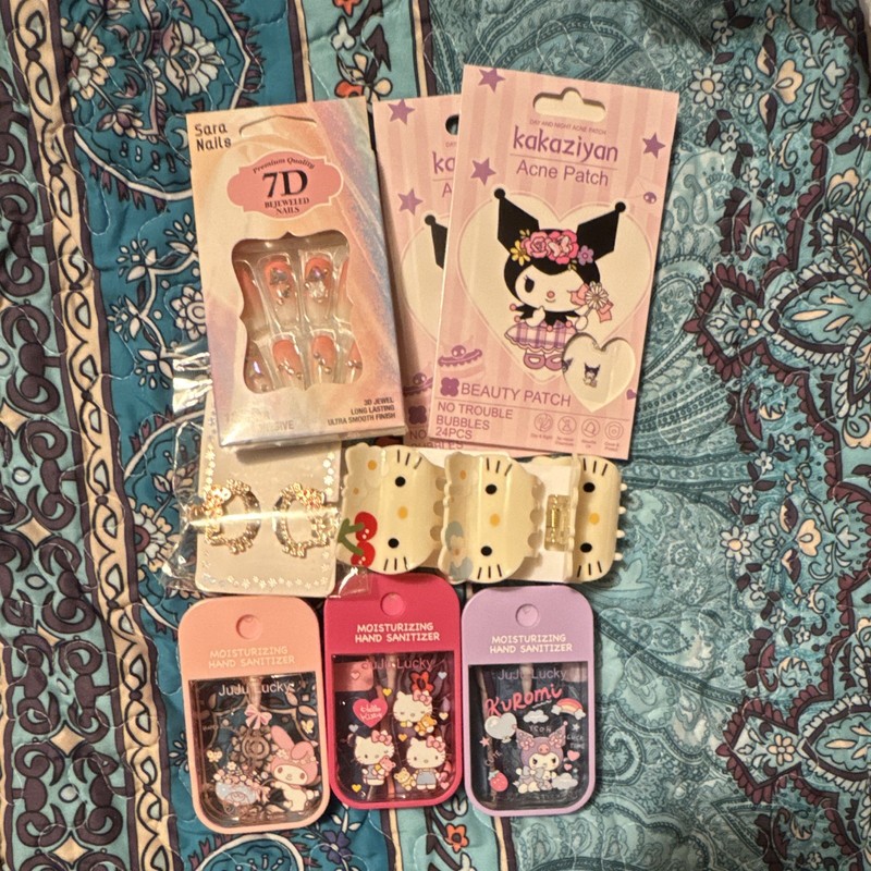Hello Kitty Sanrio Bundle: Sanitizer, Hair Clips, Acne Patches…