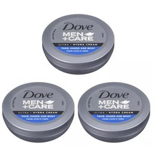 Dove Men+ Care Ultra Care Hydra Cream Face, Hand & Body, 3 x 75 ml (Triple Pack)
