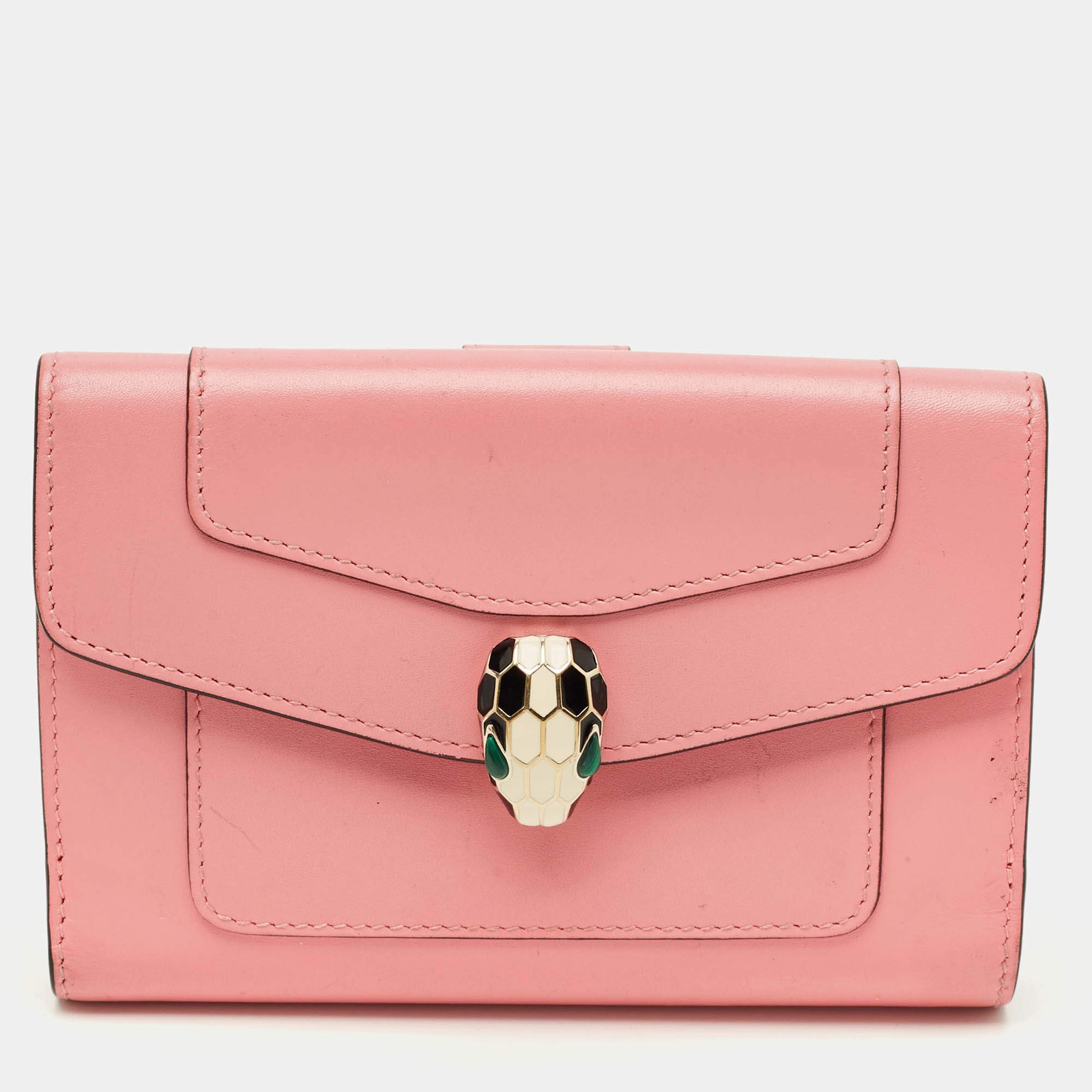 Bvlgari Serpenti Forever Pink Leather French Wallet