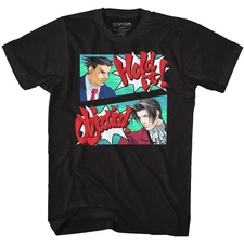 Ace Attorney Wright Edgeworth Hold It Objection Black Gaming Shirt