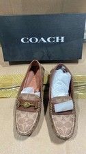Coach Women  s G2673 Crosby Turnlock Driver Loafer Signature Canvas Size 6B