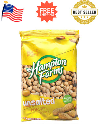 Hampton Farms Unsalted Roasted In-Shell Peanuts, 5 lbs. non-GMO, USA Grown, BEST