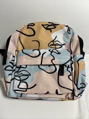 Small Mini Backpack Bag  Artistic Design 10x10 Inch Side And Front Phone Pockets