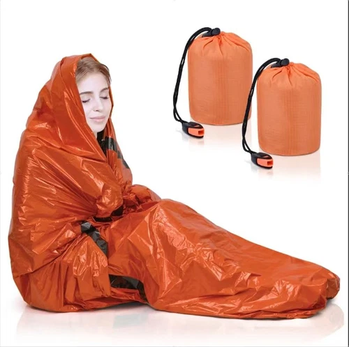 Emergency Sleeping Bag 2 Pack, Portable Waterproof Survival Sleeping Bag with