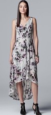 Simply Vera Size XS Floral Gathered Chest Floral High Low Midi Dress 