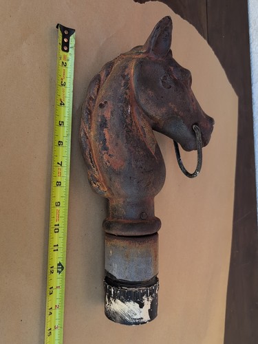 Antique Cast Iron Horse Head Hitching Post TieDown 10" Rustic Cowboy Horse Hitch - Picture 11 of 11