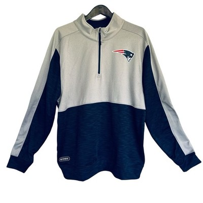 New England Patriots NFL Combine Authentic 1/4 Zip Pullover Jacket XL Gray Blue