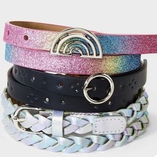 Cat  Jack size Large 3-piece Adjustable belt set, girl's Glitter, Braided NEW
