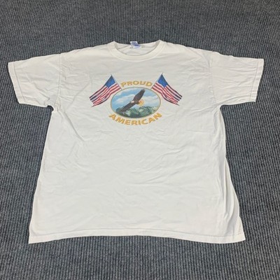 VTG MO Knits T Shirt Mens Large White Short Sleeve Proud American Eagle Patriot