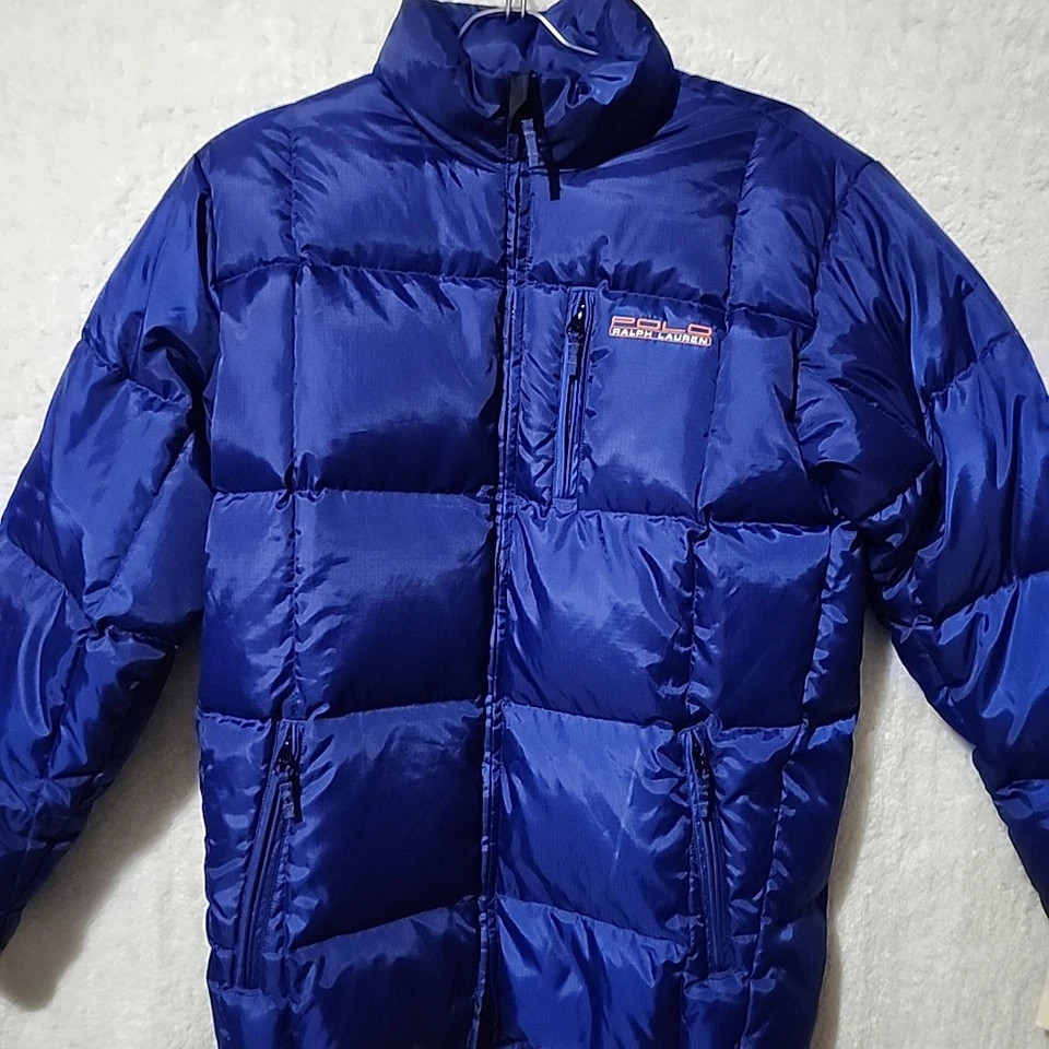 Abrigo Chaqueta Polo by Ralph Lauren Youth XL 20 Plumón Azul Cremallera Completa Oculta Puffer Foto 2 de 4