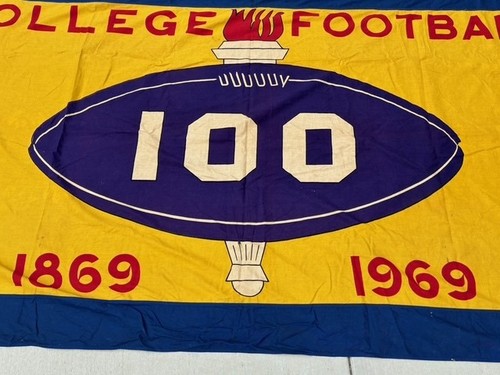 Vtg 1869-1969 College Football 100th Anniversary Stadium Game Banner Flag HUGE! - Picture 8 of 15
