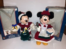 Disney Mickey & Minnie Animated Ornament Figures Santa’s Best EZ Light w/ Boxes