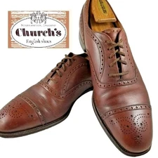 Vintage Church's English Dress Shoes Brown Leather Oxfords Men 11.5 Custom Grade
