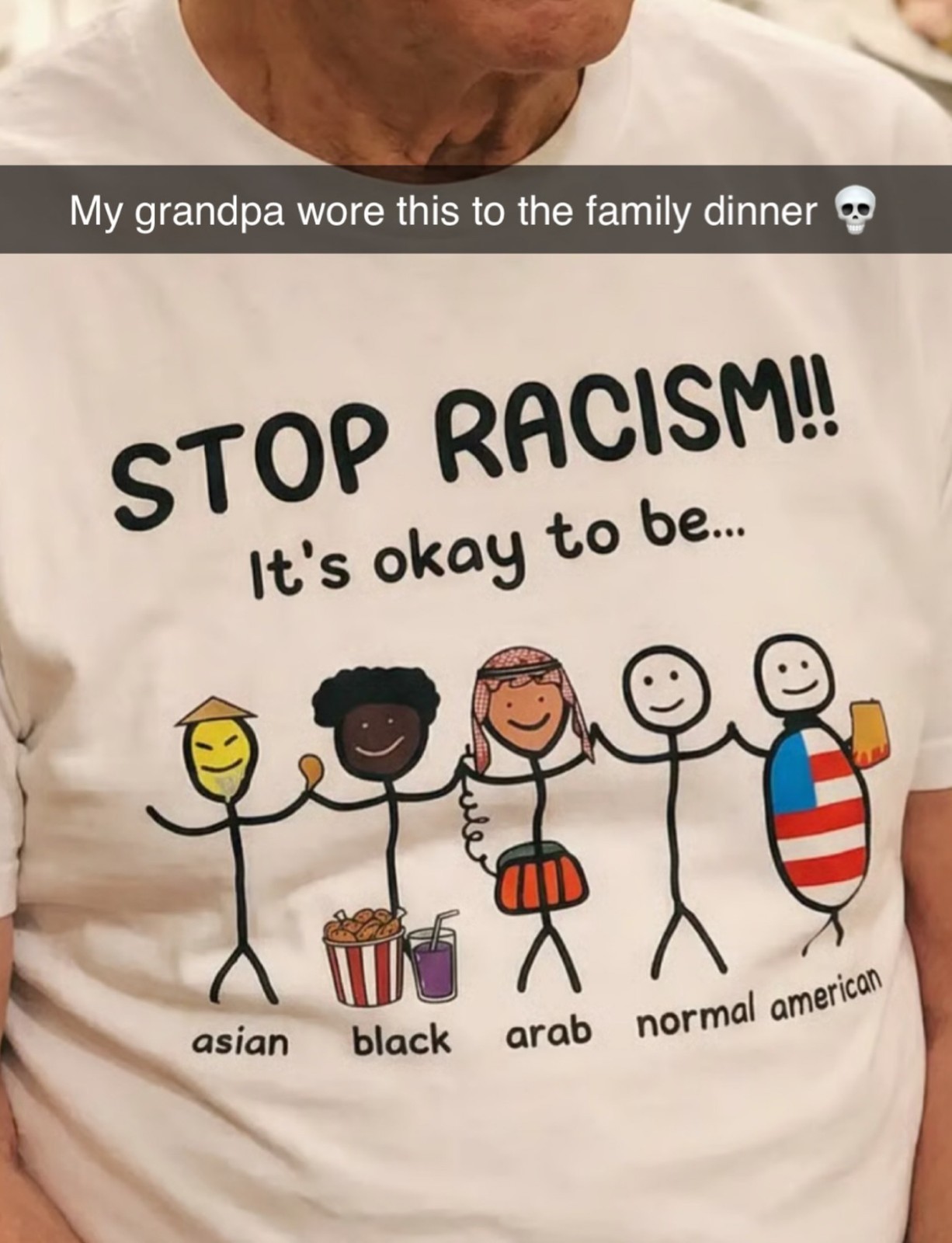 Stop racism its okay to be asian black arab normal American T-Shirt S-5XL