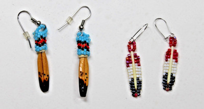 2 Pair of Contemporary Beaded Native American Earrings, unsigned