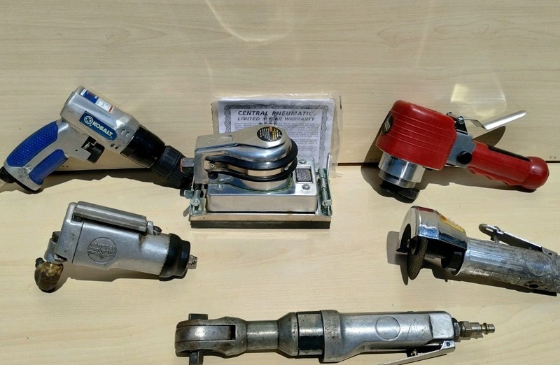 Pneumatic Tool Lot  Ratchets Drill Sander Impact 6 Pieces Total 2 Brand New