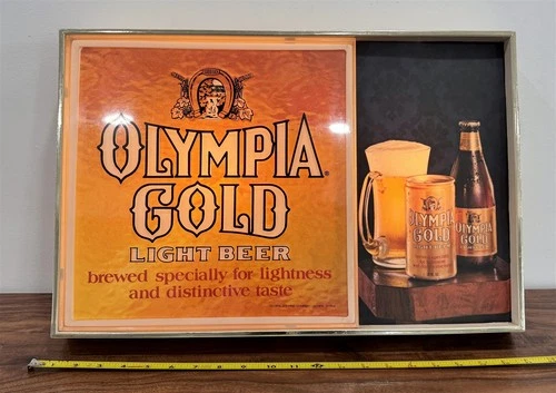 T-69 VINTAGE 70'S? OLYMPIA GOLD LIGHTED BEER SIGN WORKING