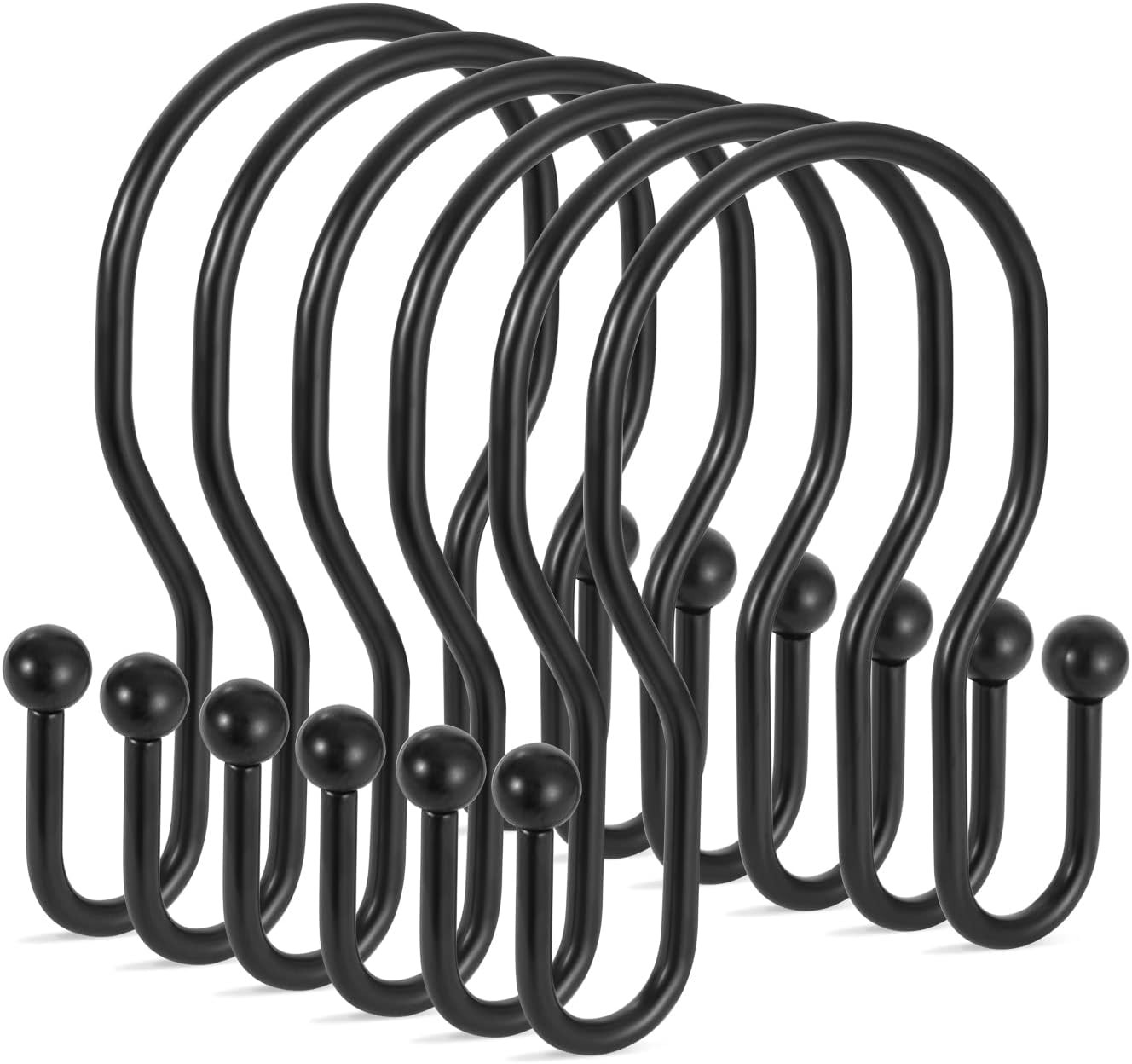 24 Pack Double Shower Curtain Hooks Rings,  Double Sided Sho
