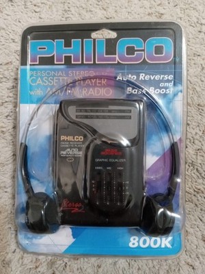 Philco 800K Personal Cassette  Player 3 Band Equalizer Headphones Vtg 80s New