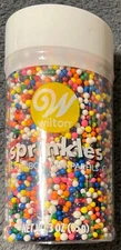 Wilton Sprinkles Rainbow NonPareils 3 OZ Bottle Wilton W Cookies Cake Christmas