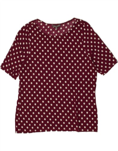 LAURA ASHLEY Womens T-Shirt Top UK 16 Large Burgundy Polka Dot Viscose BB14 - 第 1/3 張圖片