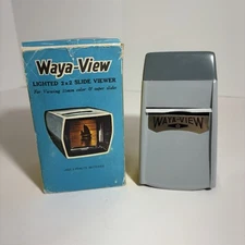 Waya-View Portable Slide Viewer-Grey-Original Box-True Vintage NO BULB. H3