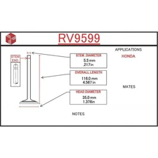 ITM Engine Components RV9599 Engine Intake Valve