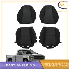For Chevrolet GMC 2007-2014 4Pcs Seat Cover Driver&Passenger Top&Bottom Black