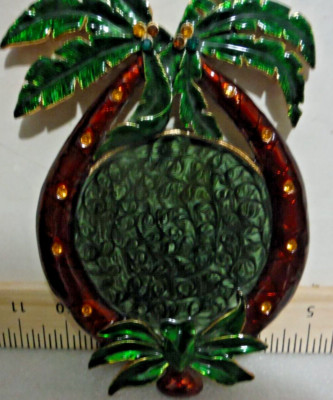 JEWELED & ENAMELED LARGE PALM TREE TRAY/DISH 7.5'' x 5.5'' By 2 Saints