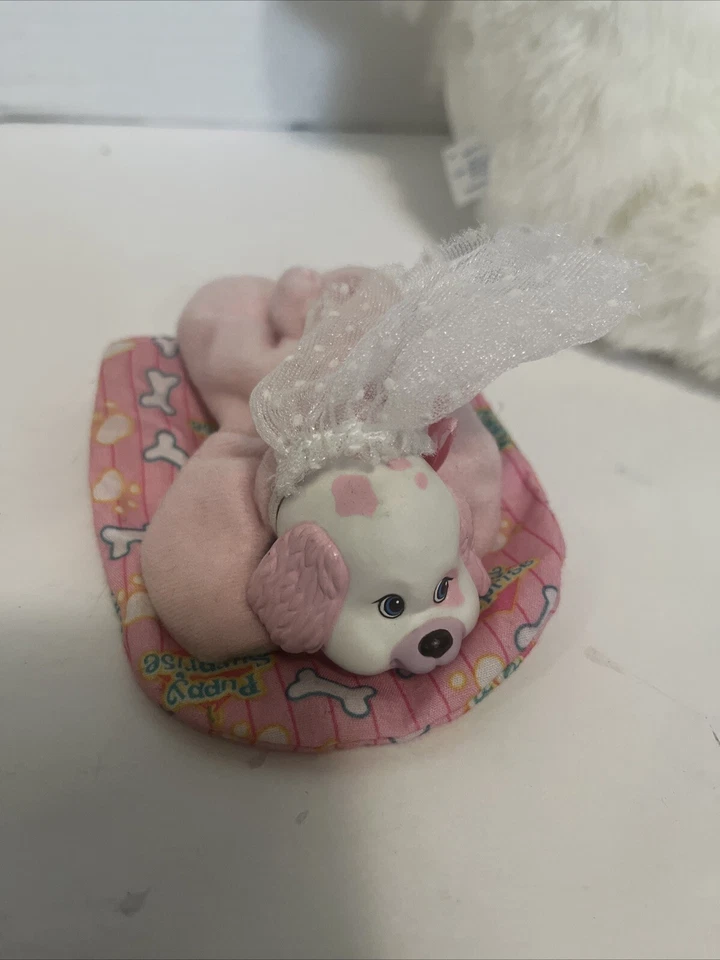 Antigo Dan Dee anos 80/90? Poodle de pelúcia surpresa para filhotes com 3 bebês de rosto de borracha - Imagem 3 de 4