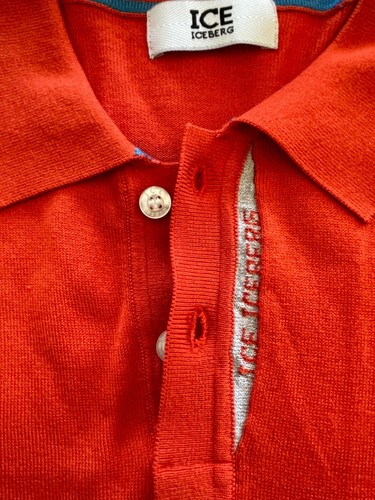 NWT Silk and Wool ICE ICEBERG Mens Polo Maglia/Coral - Picture 4 of 8