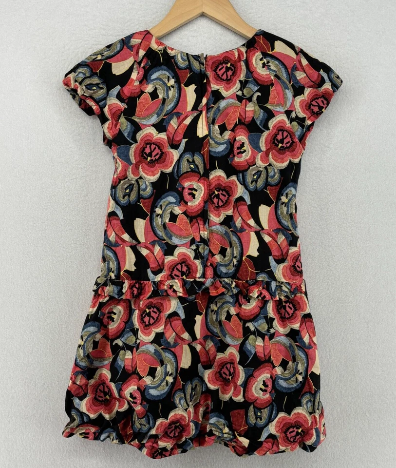 JUICY COUTURE Dress Girls 10 Floral Ruffled Round Neck Cap Sleeve Cotton Pink - Image 3 of 4