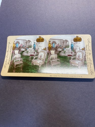 1898 foto reale colorata Tampa Bay FL Florida Hotel Parlor Stereoview - Foto 1 di 5
