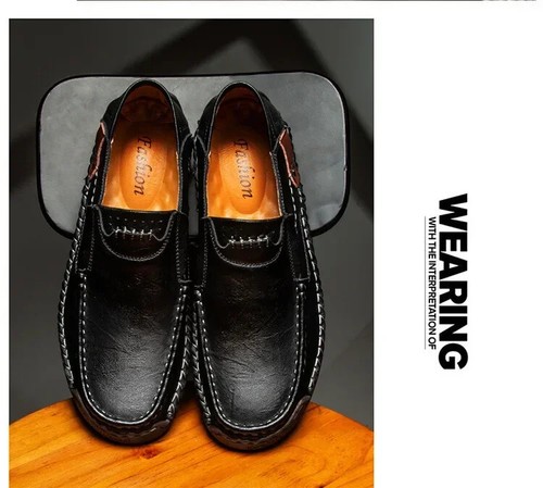 Men's Genuine Leather Handmade Casual Loafers Breathable Slip on Driving Shoes - 第 22/26 張圖片