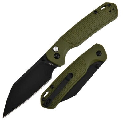 CJRB Messer Pyrite-Light Button Lock Green AR-RPM9 FRN Folder Taschenmesser