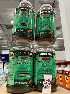 QTY:4), KEENeStore CANADA 100% Wild Alaskan Salmon Whole Fish Oil, 320 Softgels