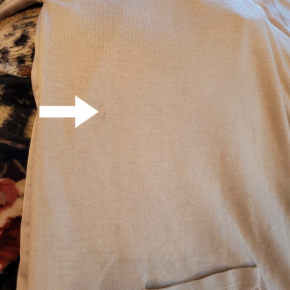 Cardigã Ann Taylor grande bege cashmere mistura cetim costas botão carreira 17032 - Imagem 3 de 4