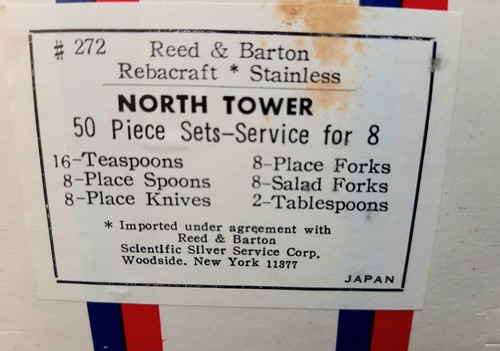 50 Pc Set Reed & Barton Rebacraft North Tower Service For 8 Stainless Flatware - Picture 2 of 6
