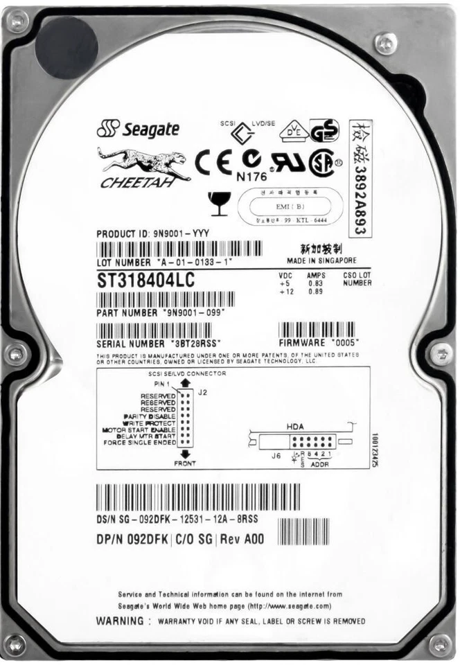 Hard Drive Dell 092DFK ST318404LC 18GB 10000U/Min SCSI U160 3.5 " - Image 3 of 3