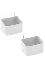 4 Pack 8 oz Bird Cage Feeder Cups Plastic, Metal Wire Hangers Parakeet Pigeon