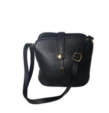 Tano Italy Made  Leather Crossbody Bag Black