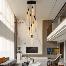 30W Adjustable Long Attic Chandliers LED Pendant Light with Crystal Lamp Strips