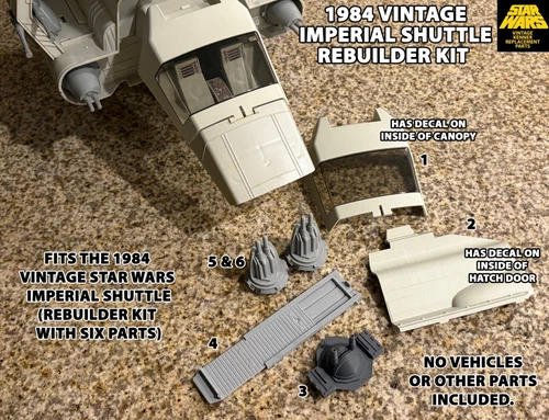FITS 1984 VINTAGE KENNER STAR WARS IMPERIAL SHUTTLE - REPRO PARTS - HATCH, GUNS.